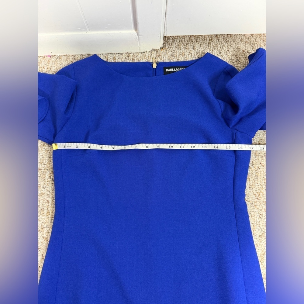 Karl Lagerfeld Royal Blue Ruffle  Sleeve Dress size 8 - Picture 4 of 6